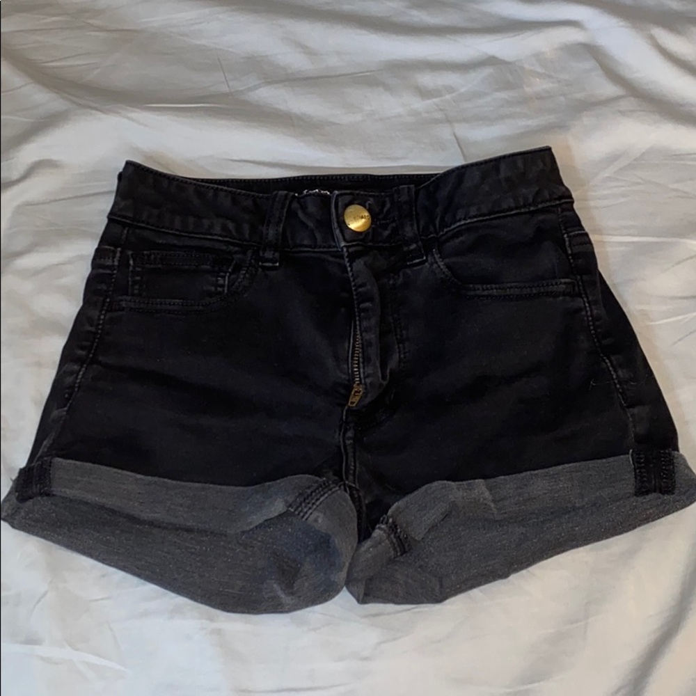 black jean shorts